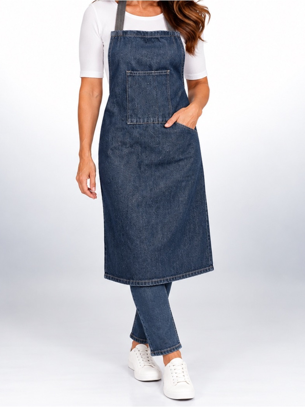 Vintage Pepe Jeans Denim Apron Dark Blue Full Length Front Pocket